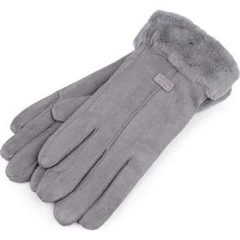 Rukavice Dámské rukavice s kožešinou, dotykové - 2 šedá