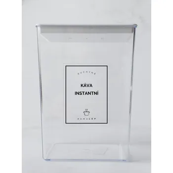 Speciální papír KÁVA INSTANTNÍ – průhledná samolepka na dózu, tučné písmo, 6 × 8 cm | DomaLEP