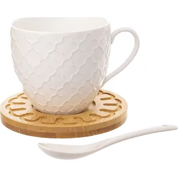 Hrnek s podšálkem a lžičkou WHITELINE 0,25 l 2 ks (akční sada 2 ks)