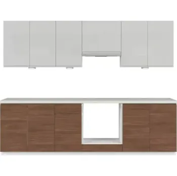 Kuchyňská linka Kuchyň SOLE 260 cm, s vybavením, světle šedý lesk/ořech lincoln - doprava zdarma - SLEVA 3% s kodem radost25