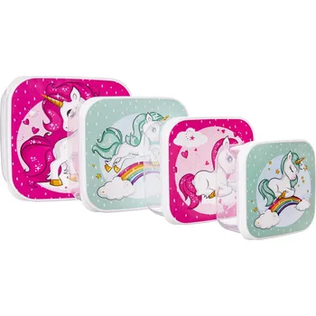Svačinový box Svačinový box jednorožec 4 ks (akční sada 2 ks)