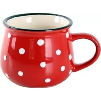 Keramický hrnek 520 ml červený s puntíky