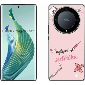 Pouzdro na mobilní telefon Gelový kryt mmCase na Honor Magic 5 Lite 5G - nejlepší sestřička růžové pozadí