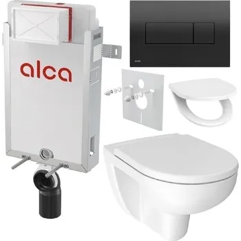 Alcadrain Set modulu k zazdění, Jika WC, sedátka a tlačítka M378, černá lesk KAE125