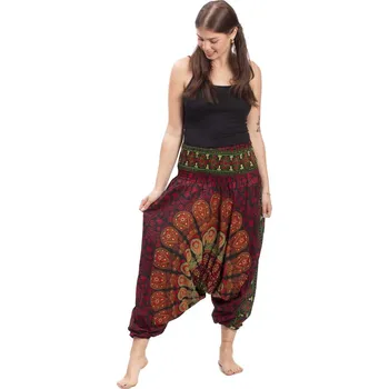 Dámské kalhoty Harémové kalhoty / Sultánky MANDIRA červeno-zelené