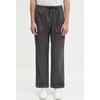 Bavlněné kalhoty Gramicci Front Cargo Pant pánské, šedá barva, ve střihu cargo, G5SM.P089, XL, 90X