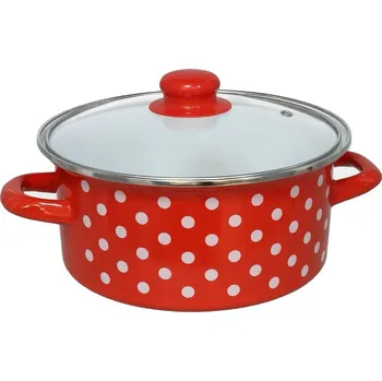 Hrnec rendlík+PO d22 (2,5l) červený+bílý PUNTÍK