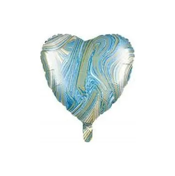 Balónek Fóliové srdce Mramorové Modré 18" (45 cm)