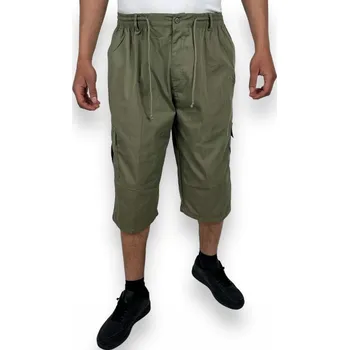 Pánské kalhoty Pánské plátěné 3/4 kalhoty NESS Barva: Zelená, Velikost: 5XL