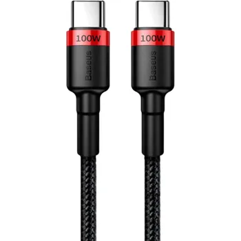 Datový kabel Rychlonabíjecí USB-C kabel 50 cm 5A 100W Power Delivery QC3.0 Typ C na typ C kabel pro rychlé nabíjení a přenos dat 480 Mbps kompaktní provedení červená