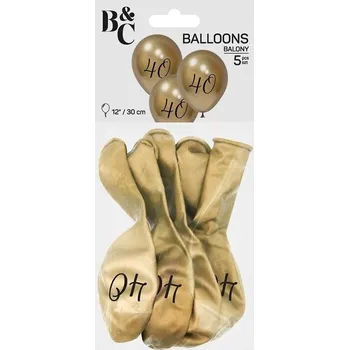 Balony Beauty&Charm 40, platynowe j. złote, 12" op. 5 szt., GoDan