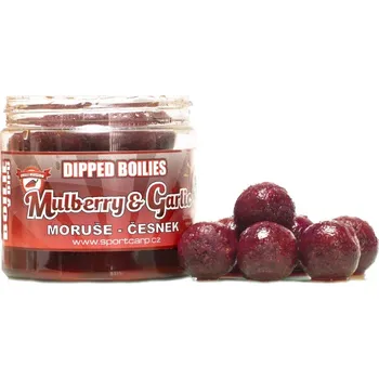 Boilies Sportcarp Boilies v Dipu Dipped Boilies 200 ml 20 mm - Mulberry Garlic
