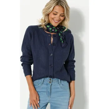 Dámský svetr Propínací svetr s hladkým vzorem nám. modrá 54