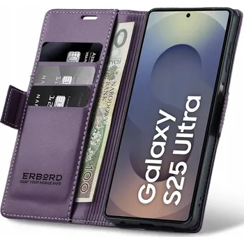 Pouzdro na mobilní telefon Flipové pouzdro Erbord pro Samsung Galaxy S25 Ultra fialové
