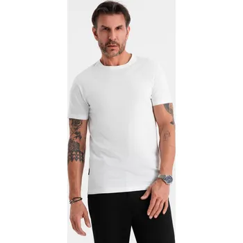 Pánské tričko Pánské klasické bavlněné tričko BASIC - bílé V4 OM-TSBS-0236 - XXL