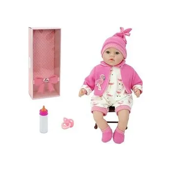 Panenka Lalka bobas smoczek + butelka mówi po polsku 45cm