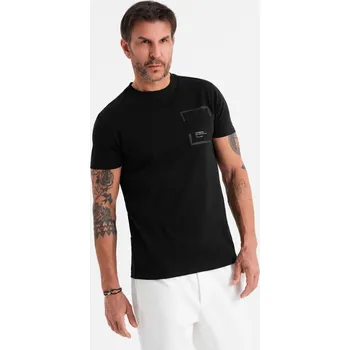 Pánské tričko Pánské bavlněné tričko s potiskem kapes - černé V1 OM-TSPT-0154 - L