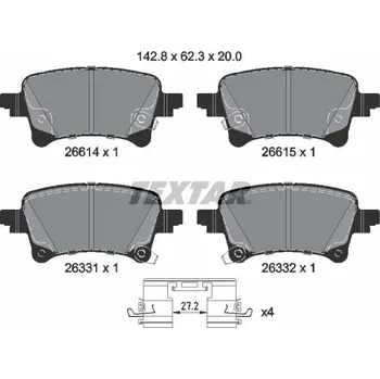 Brzdová destička Sada brzdových destiček, kotoučová brzda TEXTAR 2661401