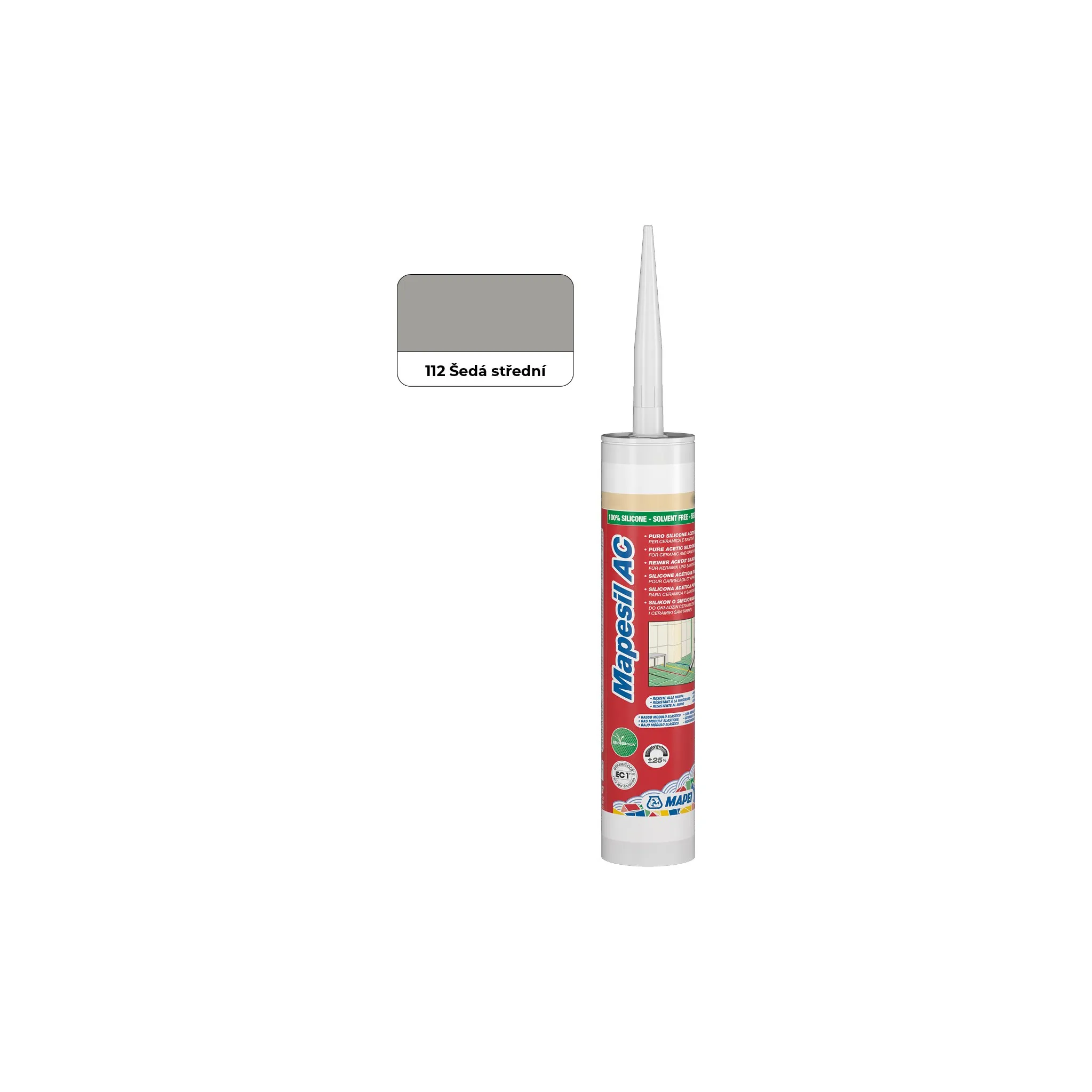 Fotografie 2 - Stavební silikon Mapei Mapesil AC 310 ml 112 středně šedý