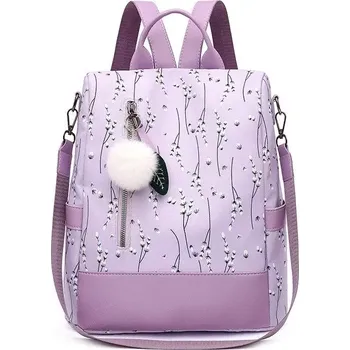 Městský batoh Dámský Crossbody batůžek s popruhem Kočičky Fialový - Model S přívěškem