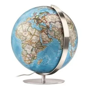 National Geographic Fusion Antikdesign-Leuchtglobus, Gestell aus gebürstetem Edelstahl