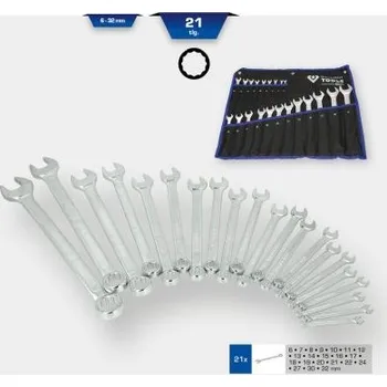 Autodílna Vidlicový prstencový klíč, 21-dílný