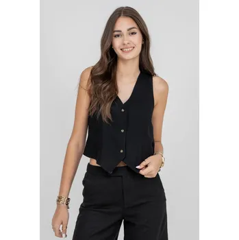 Dámská vesta Vero Moda dámská lněná vesta Mymilo černá Velikost: XS