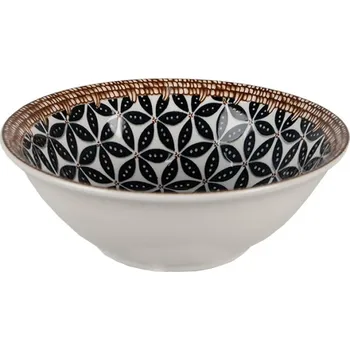 Bílá keramická miska na polévku s kresbou černých kytiček Saar – 300 ml