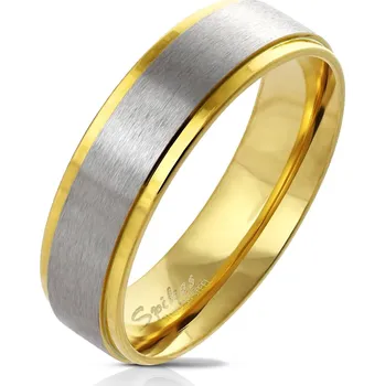 Módní doplněk Šperky4U Zlacený ocelový prsten, šíře 6 mm - velikost 70 - OPR0073-6-70