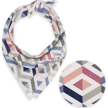 Šátek Bavlněný šátek Sandra SA-573 Modro-růžovo-šedé kosočtverce 45 x 45 cm