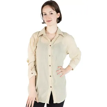 Dámská halenka Krémová bavlněná dámská košile Savitree Oatmeal, jednobarevná, Sittar UNI