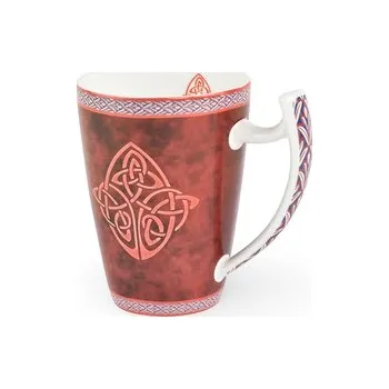 Porcelánový hrnek Celtic, červený, keltský dekor, 500 ml