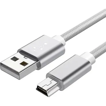 Datový kabel Rychlonabíjecí USB A na Micro USB kabel 2 m 2A Mini USB datový kabel pro přenos dat nabíjecí kabel pro telefony powerbanky sluchátka kamery stříbrná