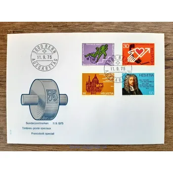 Poštovní známka ŠVÝCARSKO FDC 1058/61 výročí, r. 1975