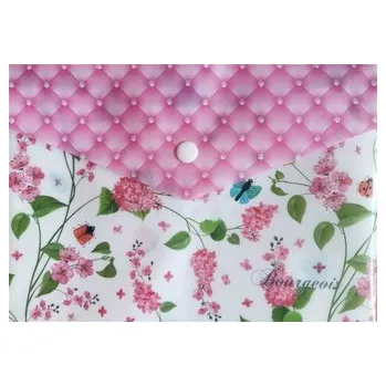 Set školních potřeb Teczka A5+ plastikowa z klipsem Kwiaty P0012