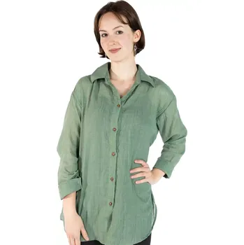 Zelená bavlněná dámská košile Savitree Mantis Green, jednobarevná, Sittar UNI