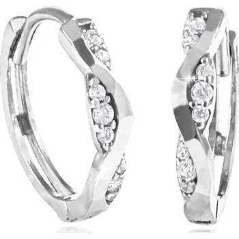 Náušnice GEMMAX Elegantní kroužky z bílého zlata Ø 13 mm se zirkony – zlatý šperk ryzosti 585/1000 v Dárkovém balení s Certifikátem GLEWB-13-28421