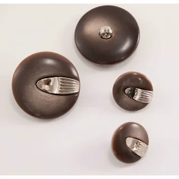 Knoflík Knoflík se spodním přišitím - světle hnědá, stříbrná - průměr 2,5 cm