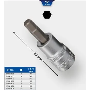 Brilliant Tools BT021870 Nástrčný ořech s bitem 3/8", vnitřní šestihran, 3 mm
