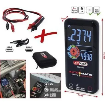 Nářadí pro automobil KS Tools Automatický digitální multimeter včetně zkušebních hrotů 150.1765