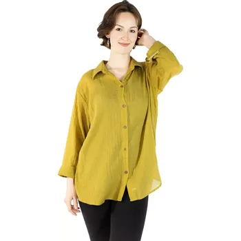 Dámská halenka Žlutá bavlněná dámská košile Savitree Dijon Yellow, jednobarevná, Sittar UNI