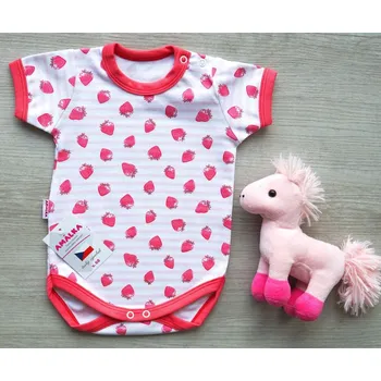 Kojenecký body AMÁLKA Bavlněné body krátký rukáv, jahůdka Velikost: 68