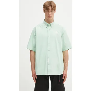 Pánská košile Bavlněná košile AAPE Now Short pánská, zelená barva, relaxed, s límečkem button-down, AAPSRM8516XAO, L, 07X