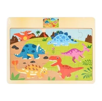 Dřevěná hračka Układanka drewno - dino