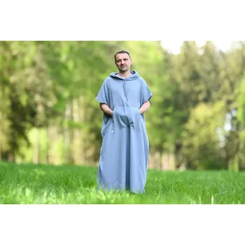 Pánský župan Nelly Mušelínové pončo pánské - Šedomodrá Rozměr: UNI