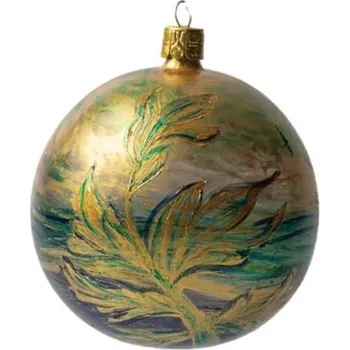 Vánoční ozdoba Koulier Vánoční ozdoba Secese platinová s velkým listem zelená, 1 ks