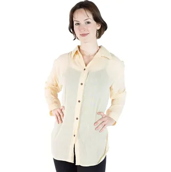 Dámská halenka Vanilkově žlutá bavlněná dámská košile Savitree Vanilla, jednobarevná, Sittar UNI