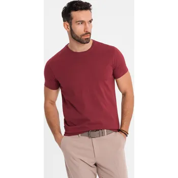 Pánské tričko Pánské klasické bavlněné tričko BASIC - bordó V16 OM-TSBS-0236 - S