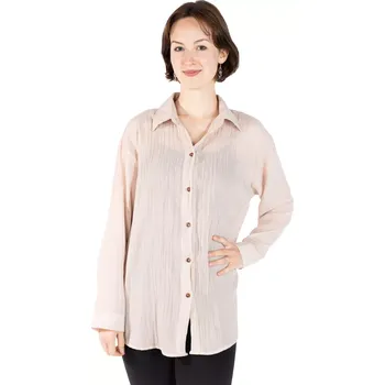 Krémová bavlněná dámská košile Savitree Bisque, jednobarevná, Sittar UNI