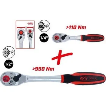 Gola hlavice KS Tools 935.0002 Souprava přepínacích ráčen Monster, 2dílná, 1/4"+1/2"